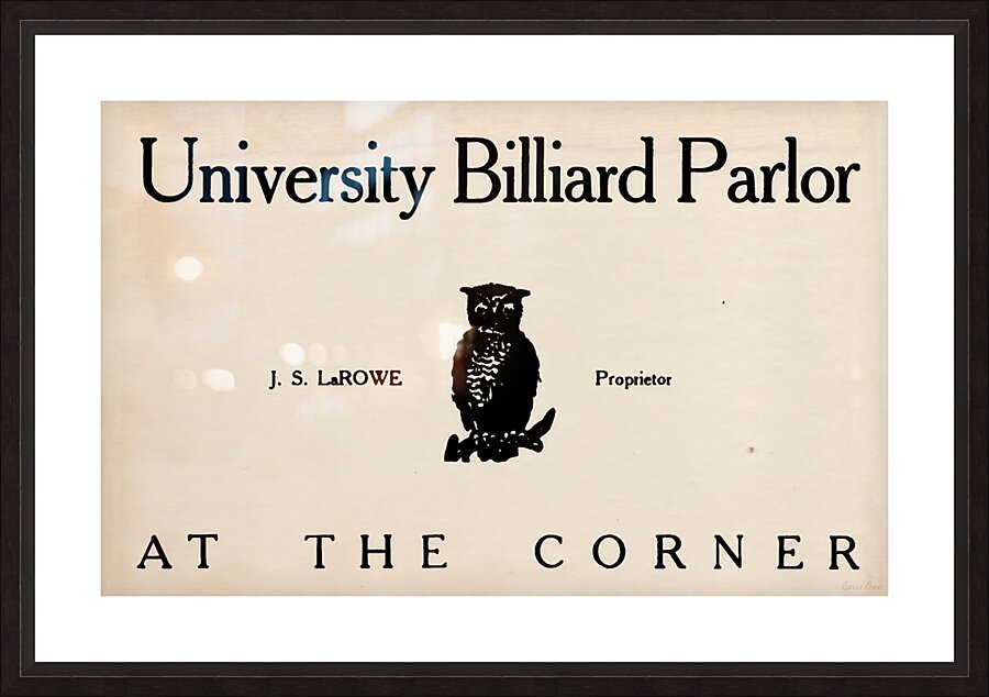 early 1900s university billiard parlor ad Picture Frame print