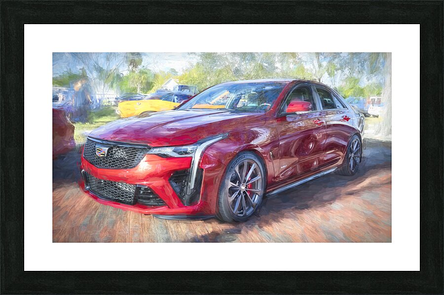 2022 Red Cadillac CT4-V Blackwing X 3 Picture Frame print