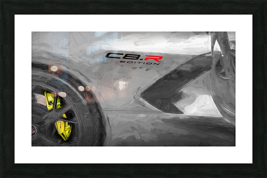 2023 Silver R Corvette Stingray C8 X 3 Picture Frame print