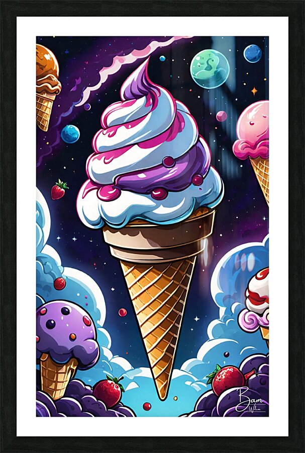 Space Cream Picture Frame print