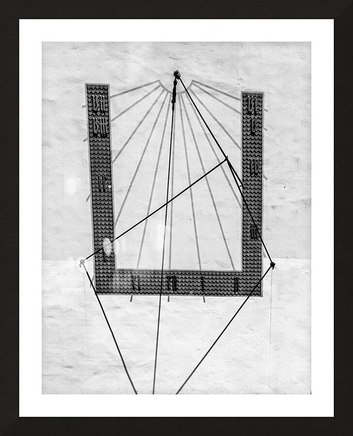 Frankfurt am Main Sundial in Black and White Picture Frame print