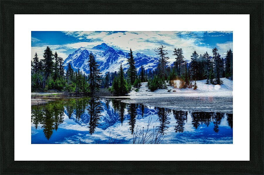 Icy Tranquility: Winter Scene at Picture Lake Picture Frame print
