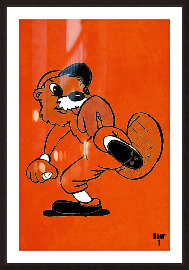 vintage 1950s oregon state beaver baseball art  Picture Frame print