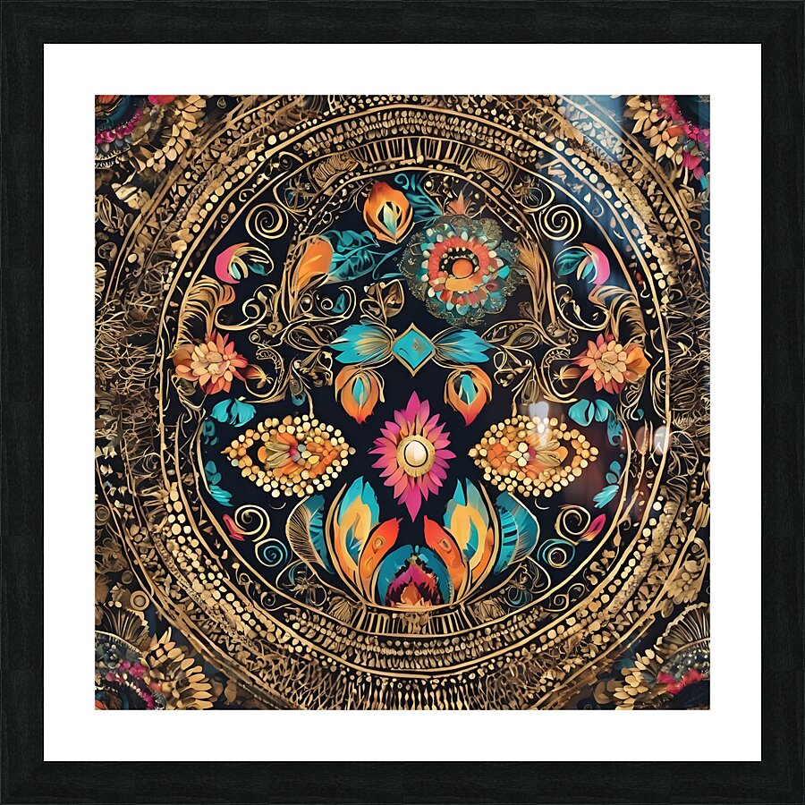 169668 pattern  boho colorful  some gold amazing Picture Frame print