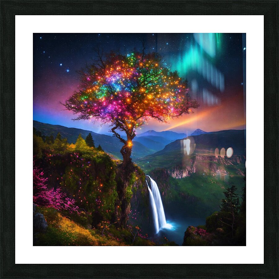 The most incredible tree  of  very colorful star Picture Frame print