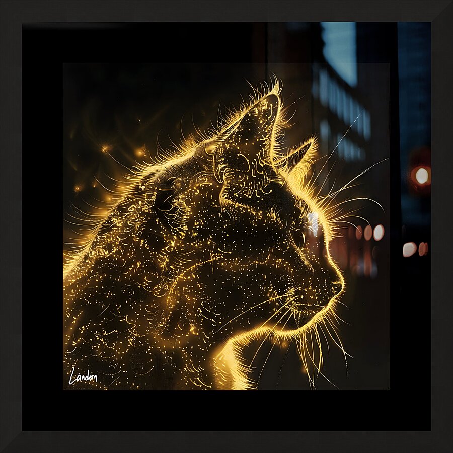 Cat Golden Glow 4 Picture Frame print