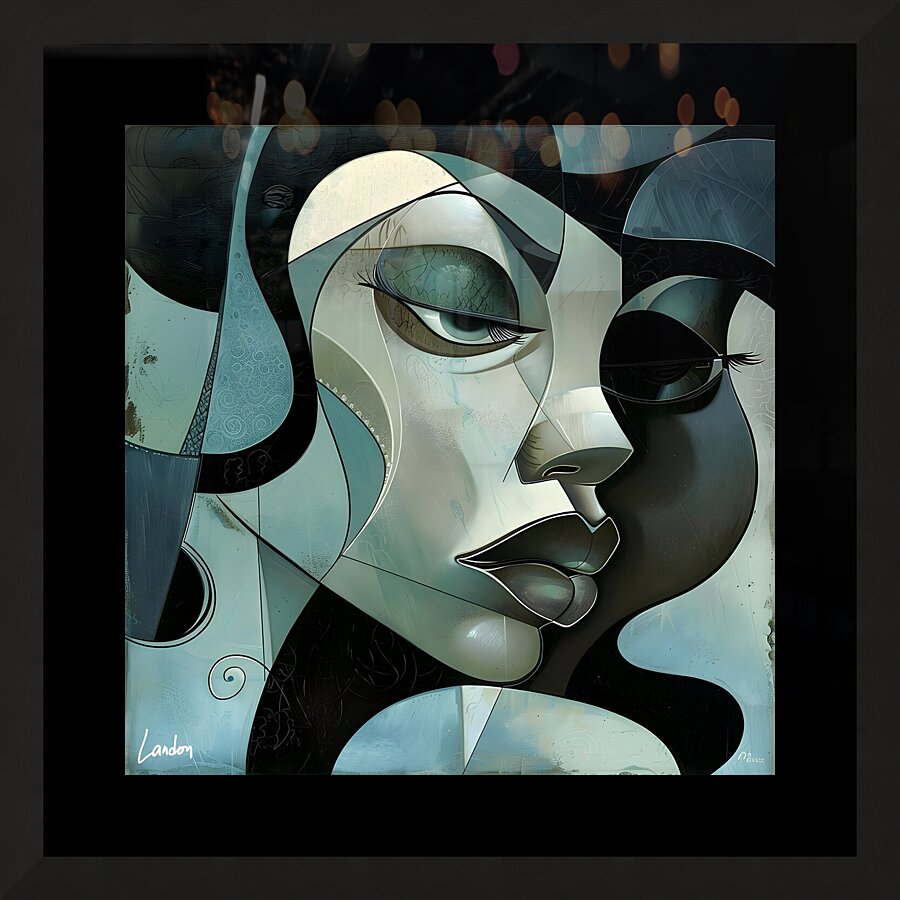 Blue Face 5 Picture Frame print