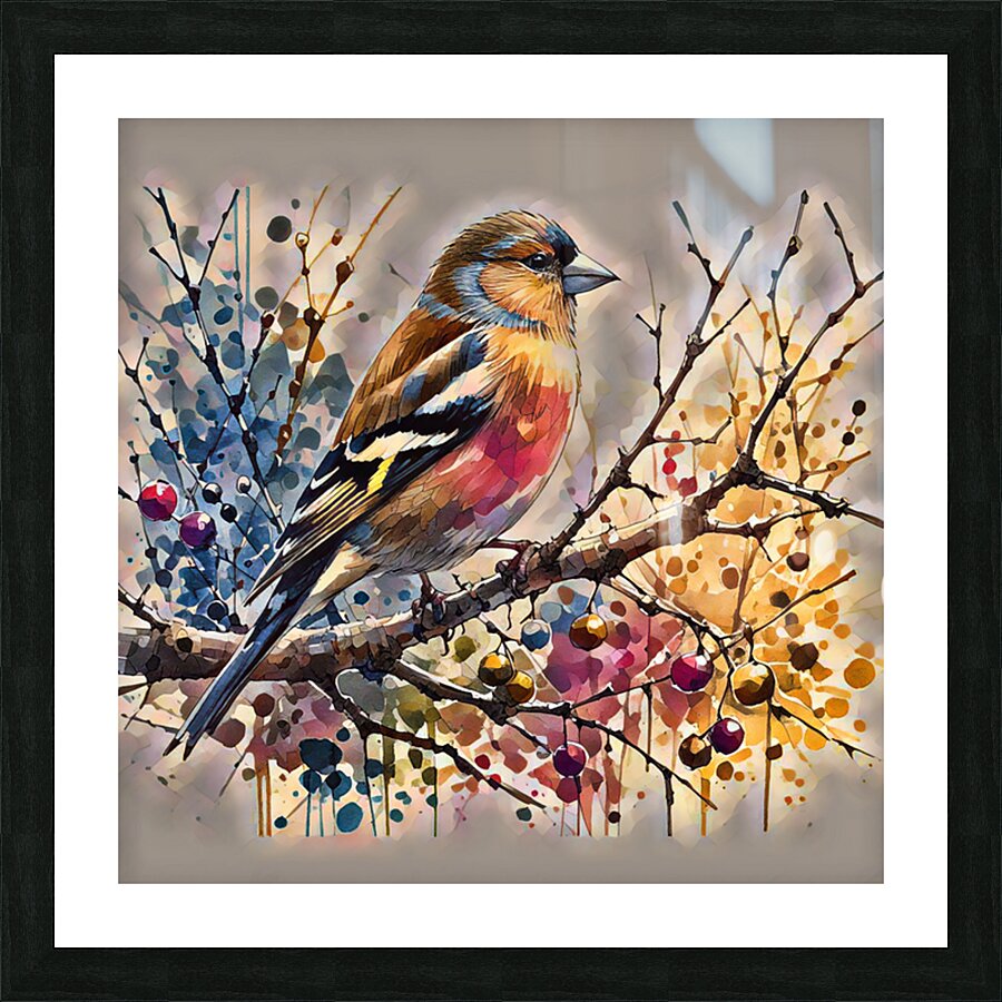 ArtXcl 128 Bird on branch oil style Picture Frame Printing