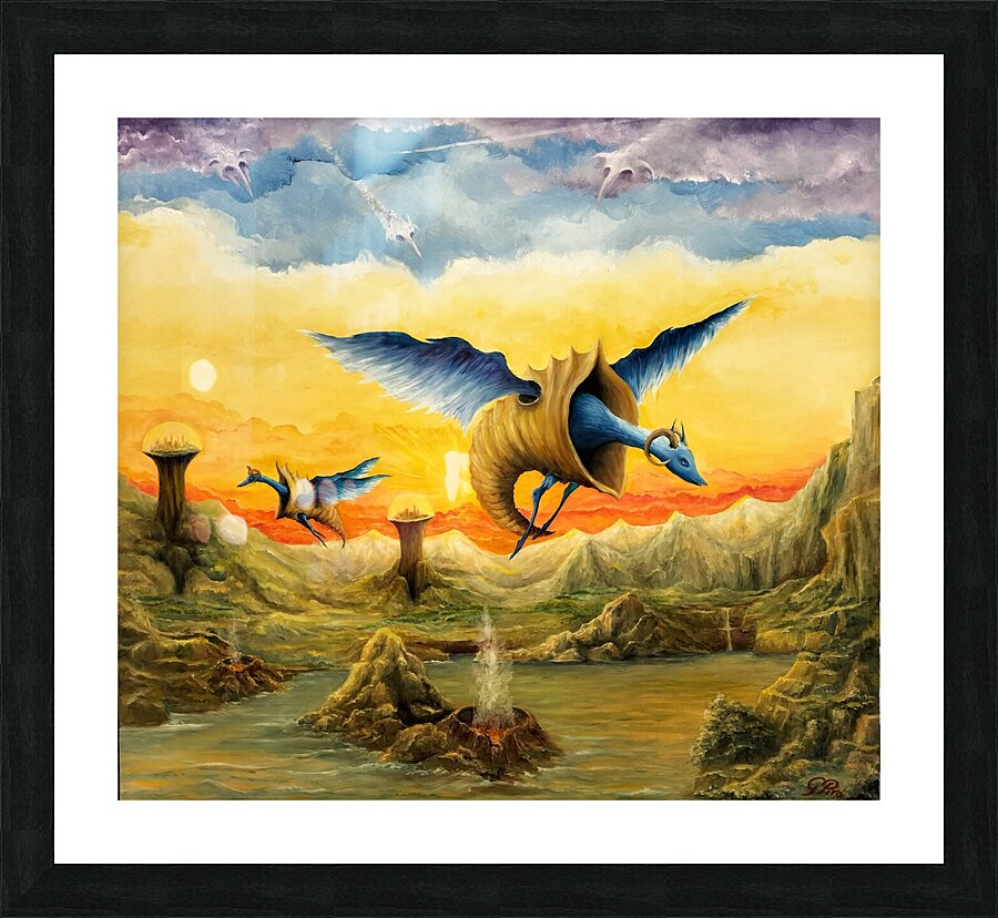 Blue Dragon Wearing Conch Vest Gregory Pyra Piro oil painting ref 475525  Impression encadrée