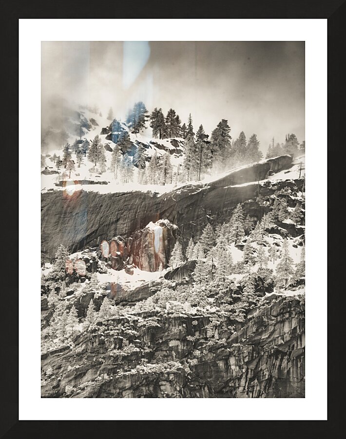 Yosemite Snow Hillside in Sepia Picture Frame print