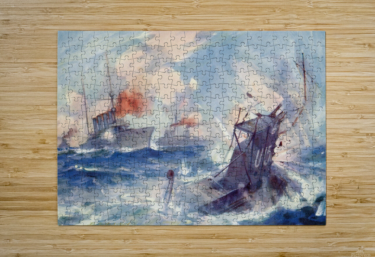 The Sinking Of The German Submarine Sm U 15 After Being Rammed By The British Light Cruiser H M S Birmingham 9 August 1914 During World War One From The History Of The Great War