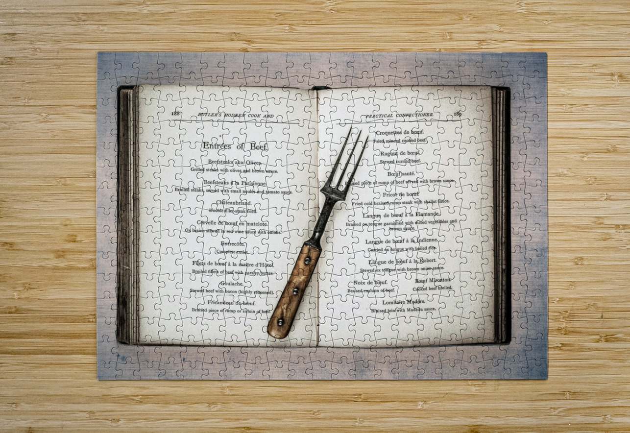 Old cookery book Assaf Frank Puzzle printing