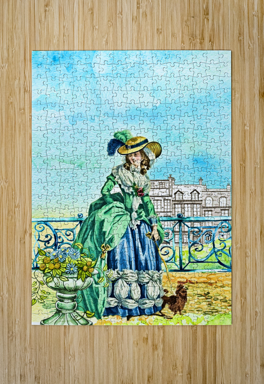 ArtXcl 134 Women in Blue Vintage drawing oil-paint-style Arte Fino Puzzle printing