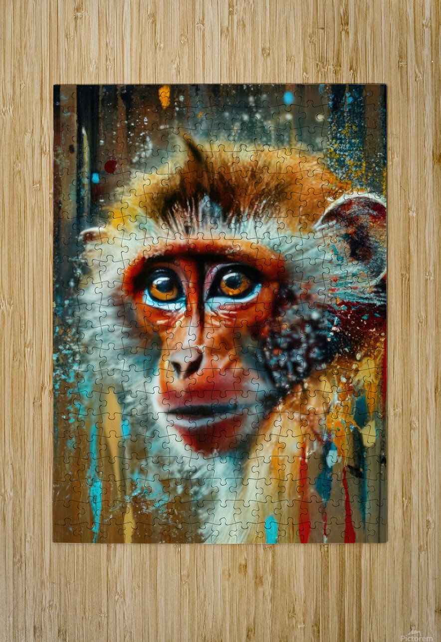 Oil Paint Animals Monkey: Oil Painting with a monkey Yulemni DelcidGracia Puzzle printing