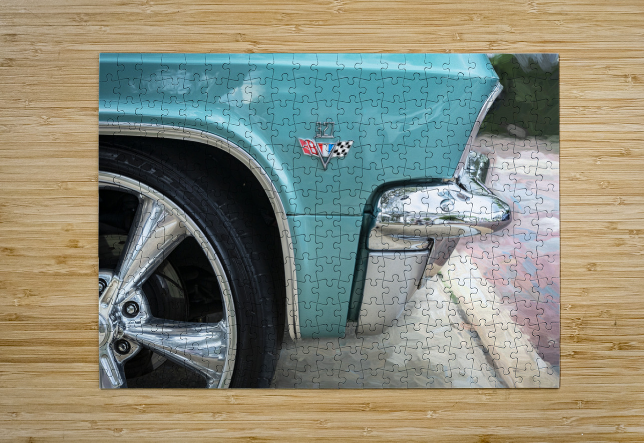 1965 Blue Chevrolet Impala SS Convertible X4 4 Rich Franco Puzzle printing