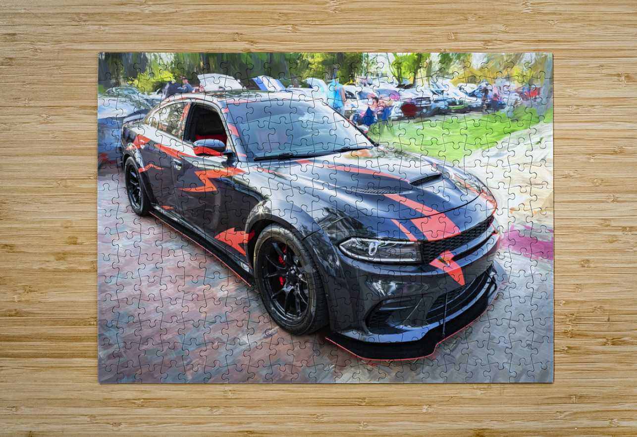 2016 Black Dodge Charger SRT Hellcat X 6 Rich Franco Puzzle printing