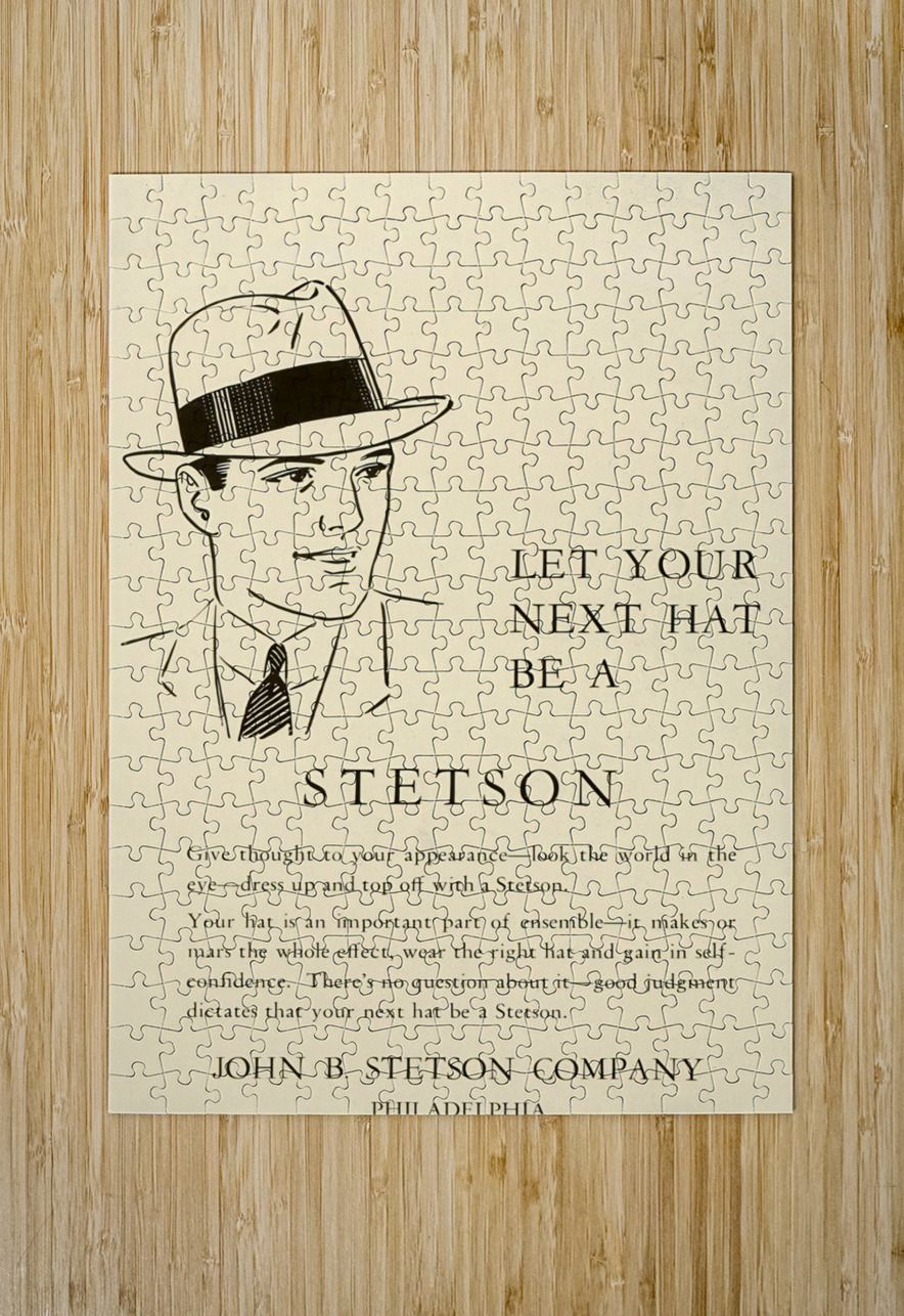 1930s stetson hat advertisement Row One Brand Puzzle printing
