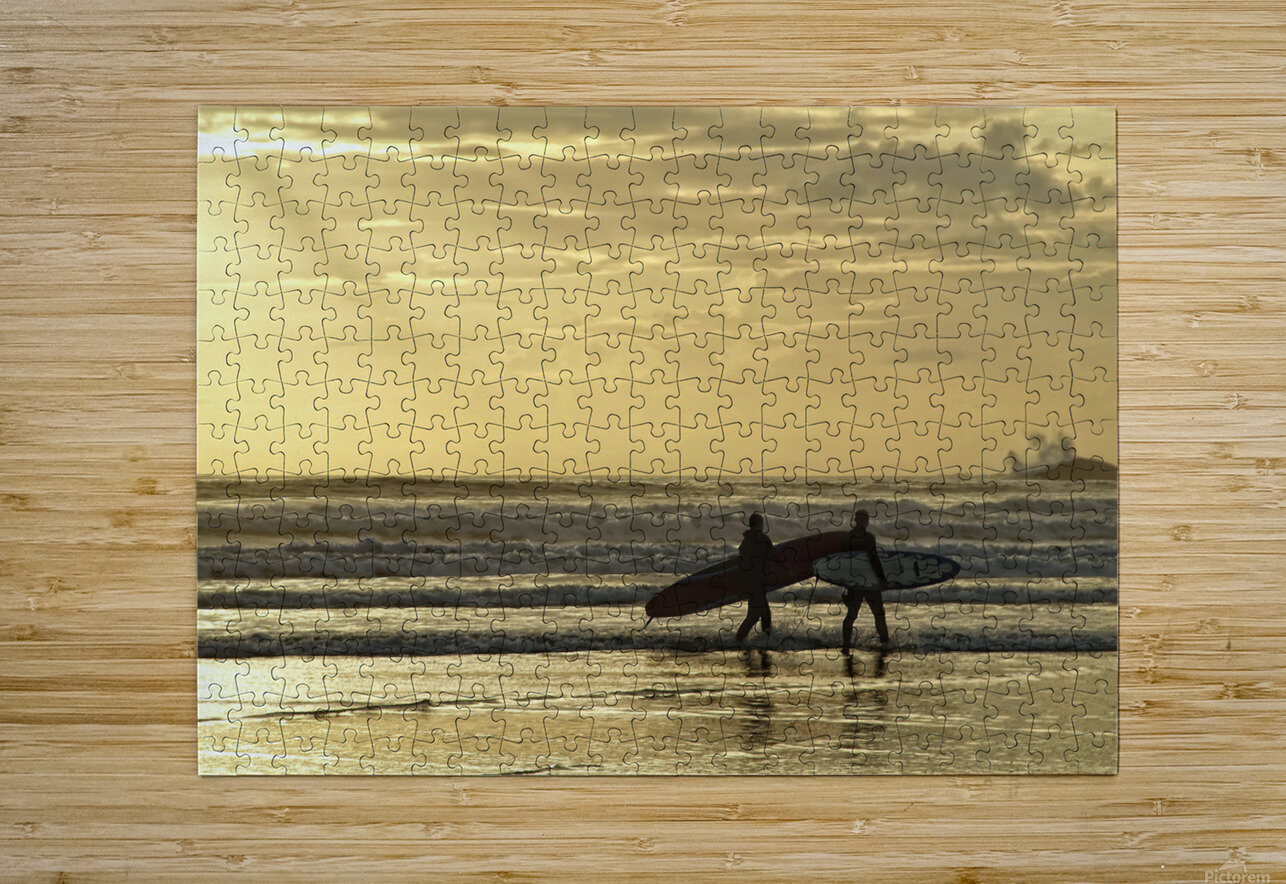 Cox Bay surfing sunset Pixel Point Zero Puzzle printing
