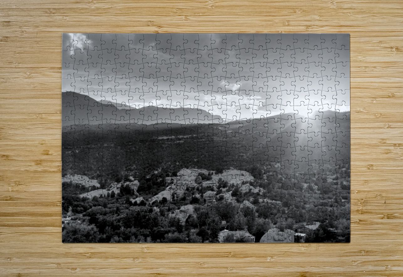 Pikes Peak Sunset Haze Grayscale Jennifer White Puzzle printing