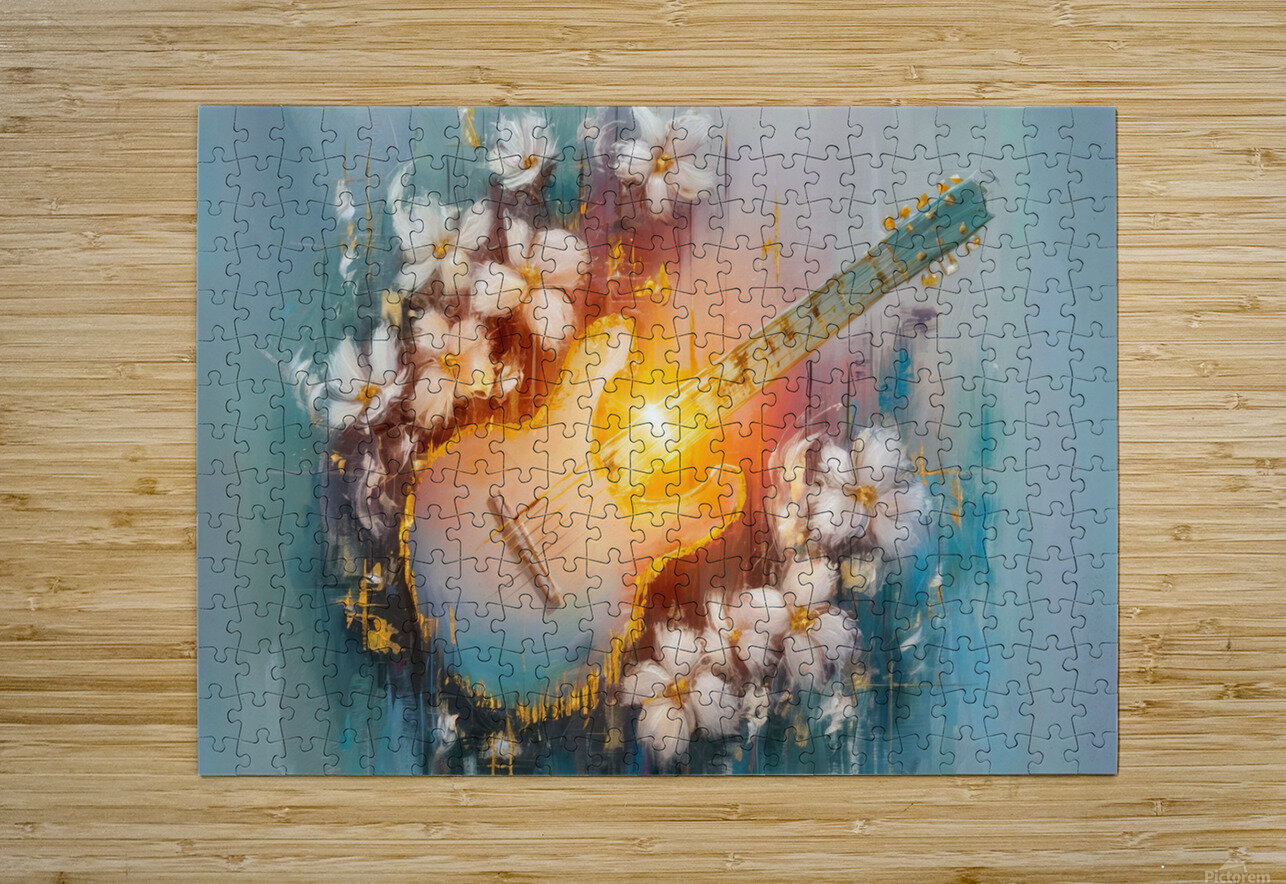 abstract oil painting that captures the essence of guitar music hesh4 Puzzle printing