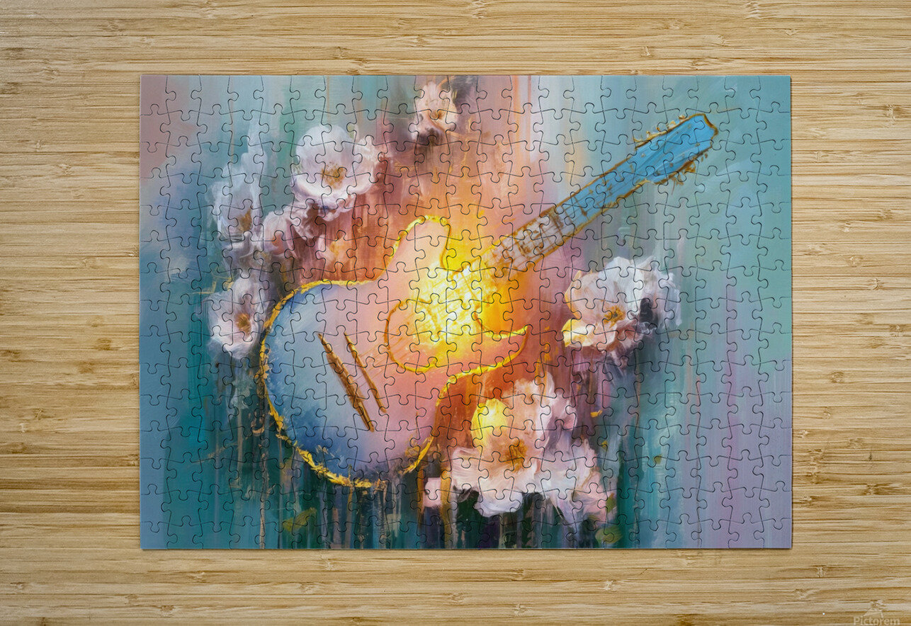 abstract oil painting that captures the essence of guitar music hesh4 Puzzle printing