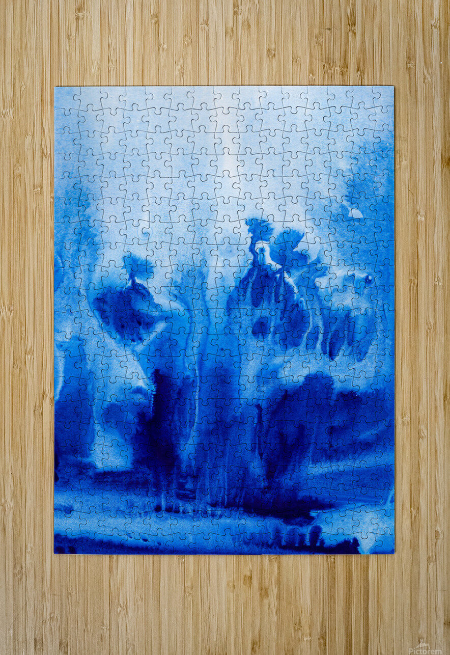 Abstract blue watercolor painting TAHDAINI Puzzle printing