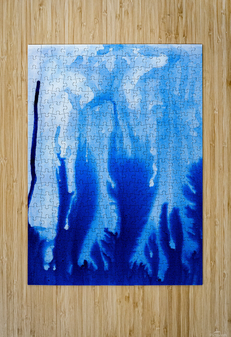 Abstract blue watercolor painting TAHDAINI Puzzle printing