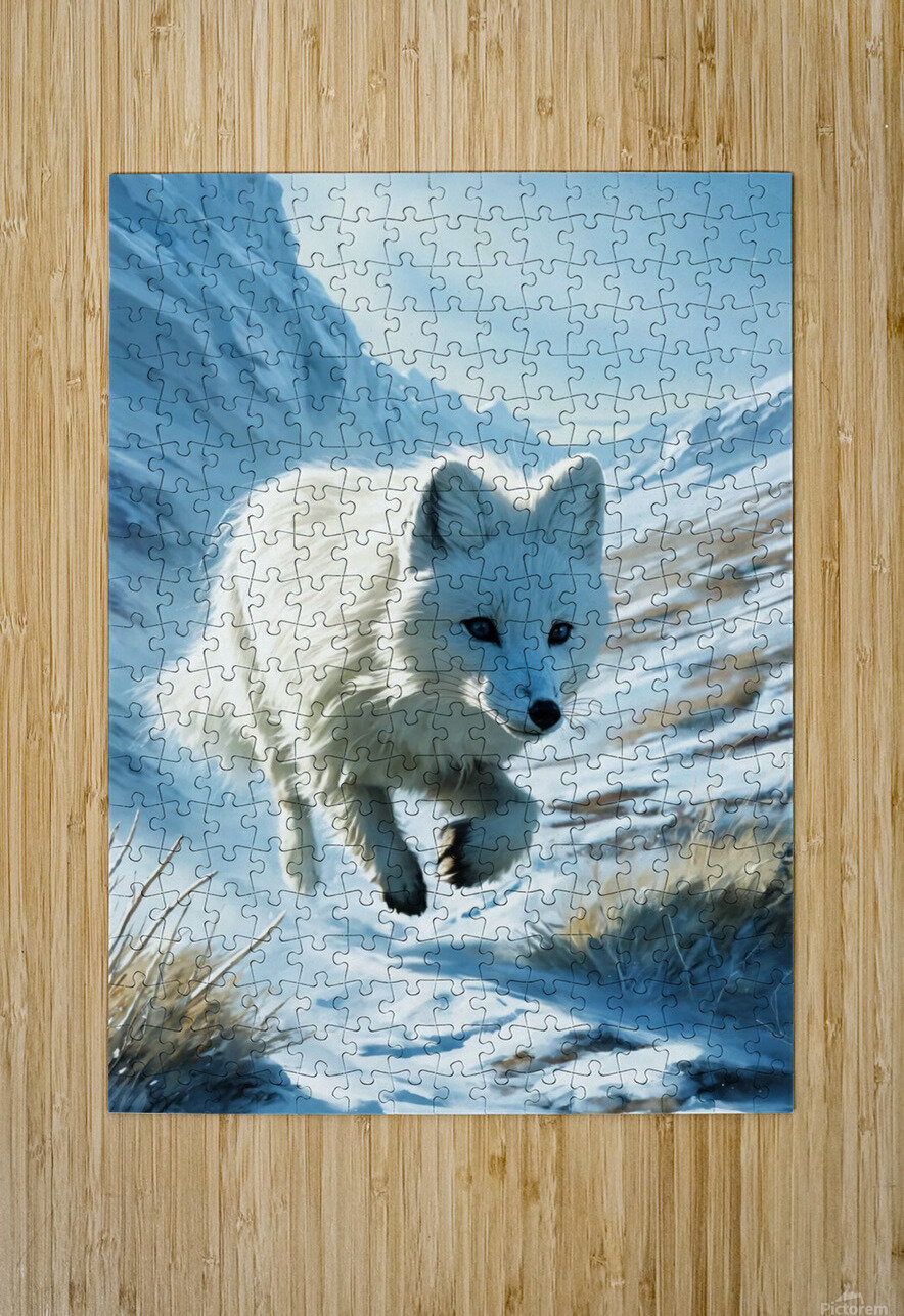 An illustration of an arctic fox with white fur  tekooo store Puzzle printing