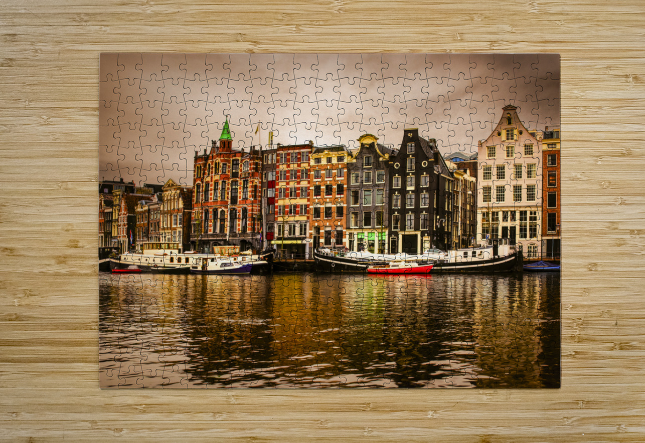 Amsterdam River Reflections at Sunset Norma Brandsberg Photography Puzzle printing