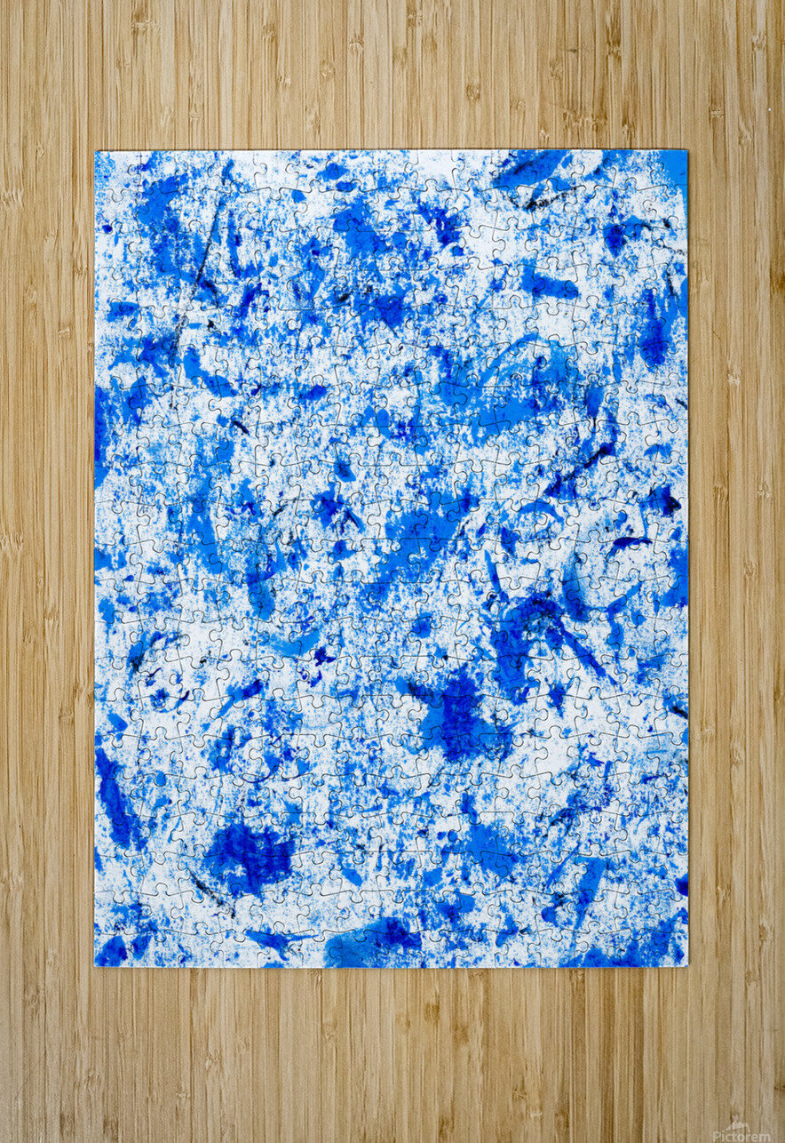 Abstract blue paint grunge background. Abstract blue painting.   TAHDAINI Puzzle printing