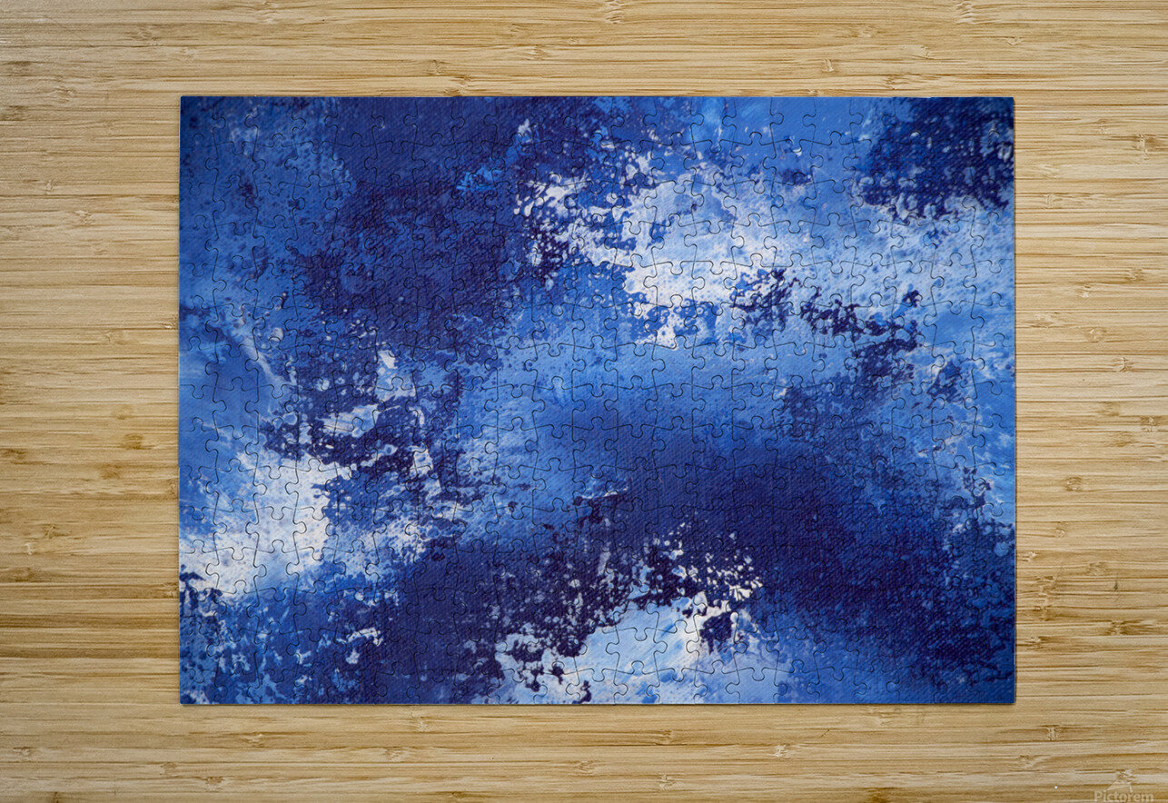 Abstract blue painting. Abstract blue paint grunge background. TAHDAINI Puzzle printing