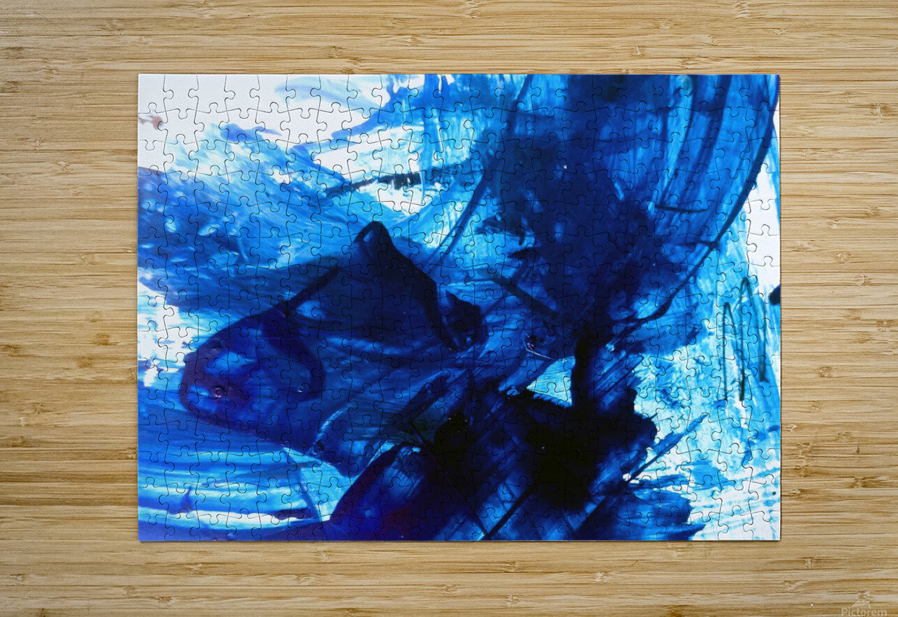 Abstract blue painting. Abstract blue paint grunge background. TAHDAINI Puzzle printing