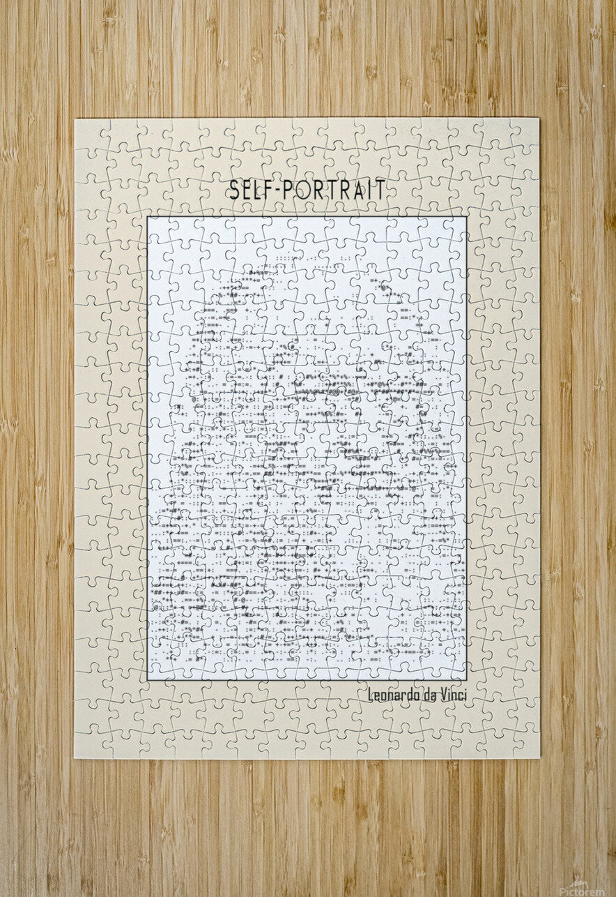 Self portrait – Leonardo da Vinci Ascii art Doa Project Puzzle printing
