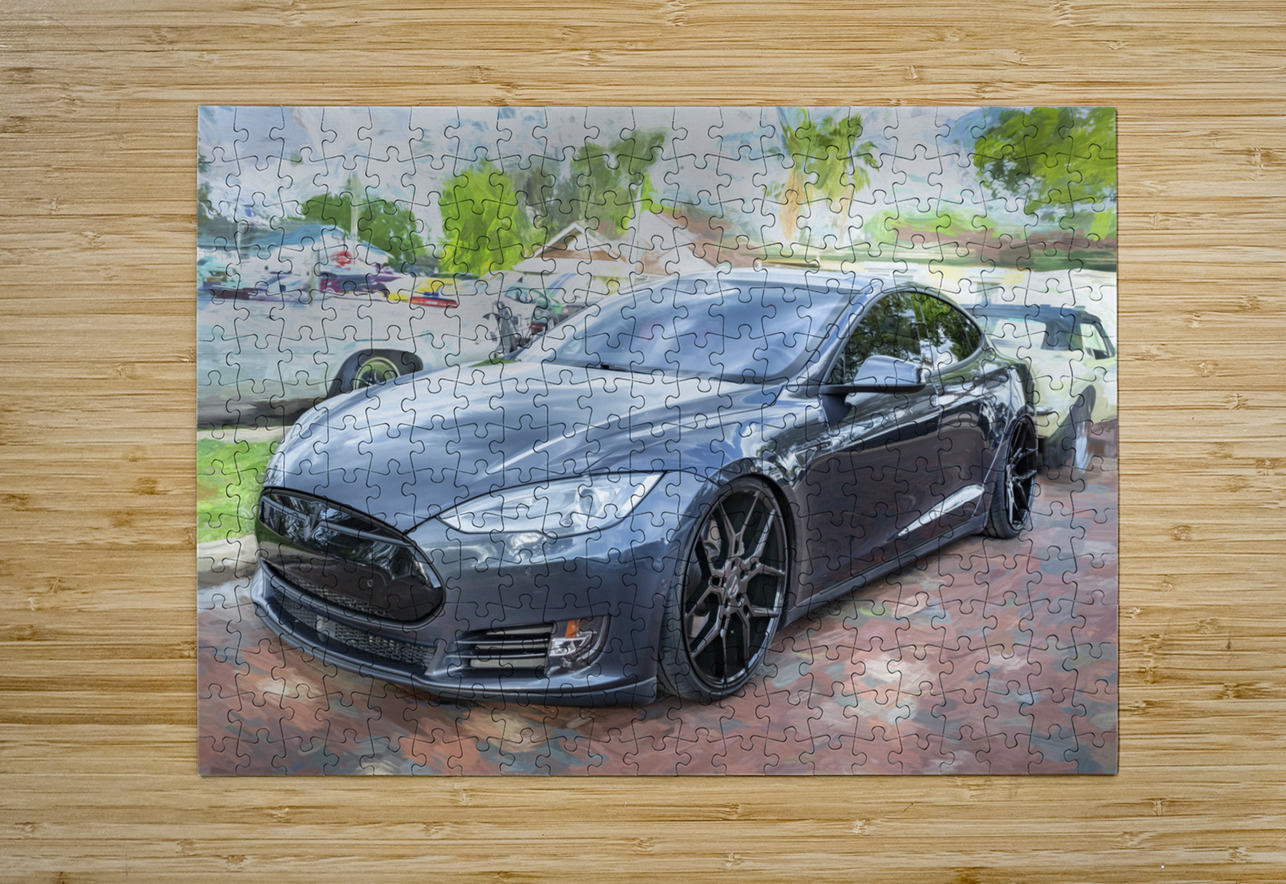2015 Grey Tesla Model S P85D X 4 Rich Franco Puzzle printing