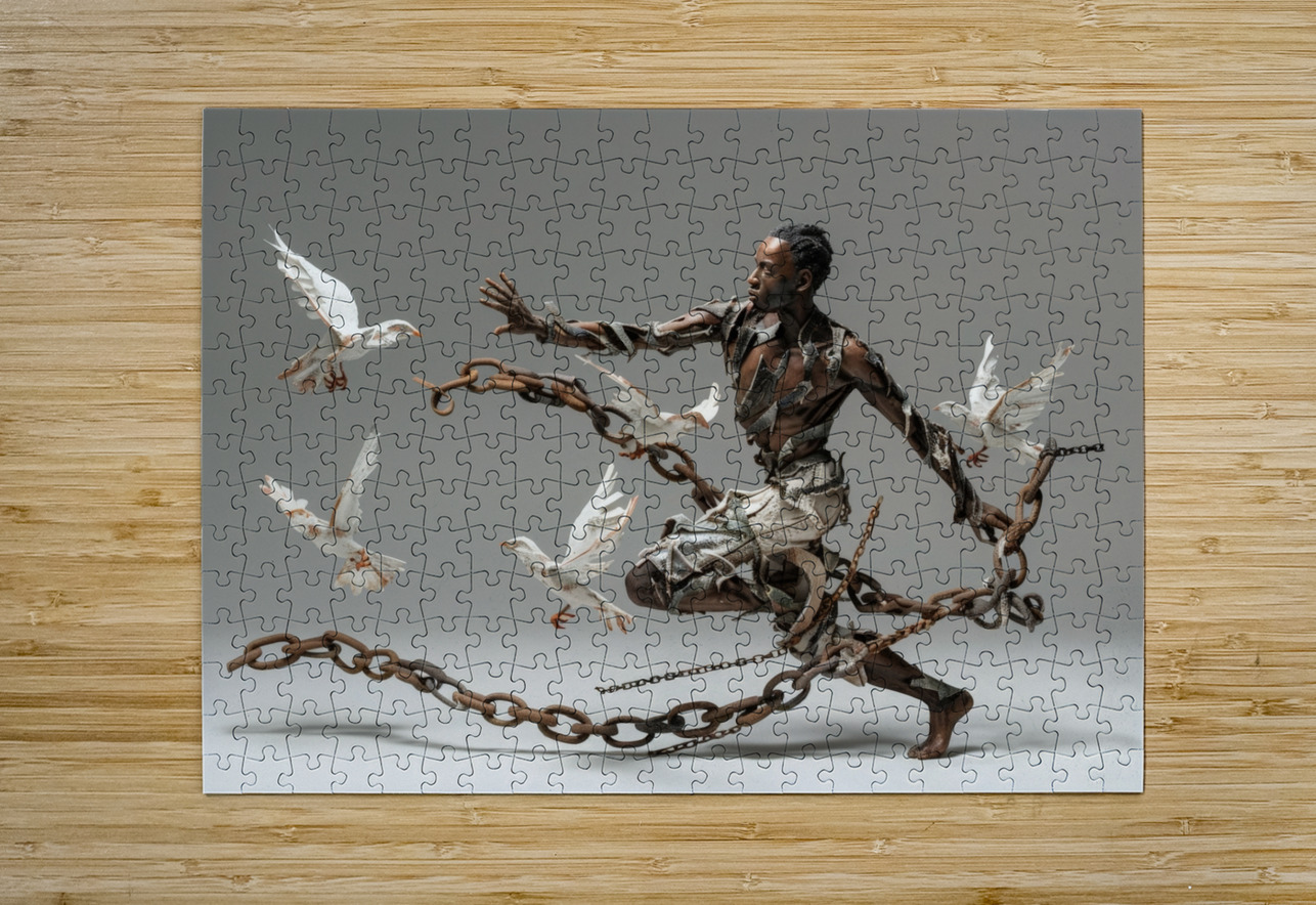 Liberations Embrace: Chains Transformed ArtisticAlkhemy AI Puzzle printing
