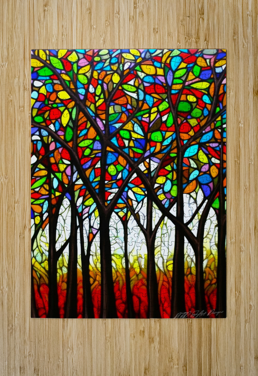 Forest Stain Glass SykArt Designs Puzzle printing
