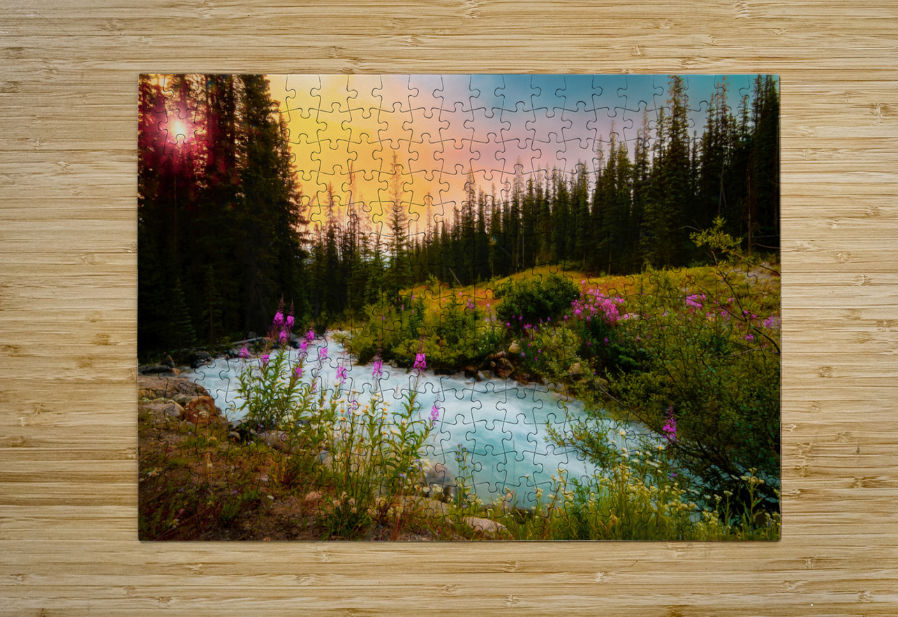 Lake Moraine Wildflowers Sunset Norma Brandsberg Photography Puzzle printing