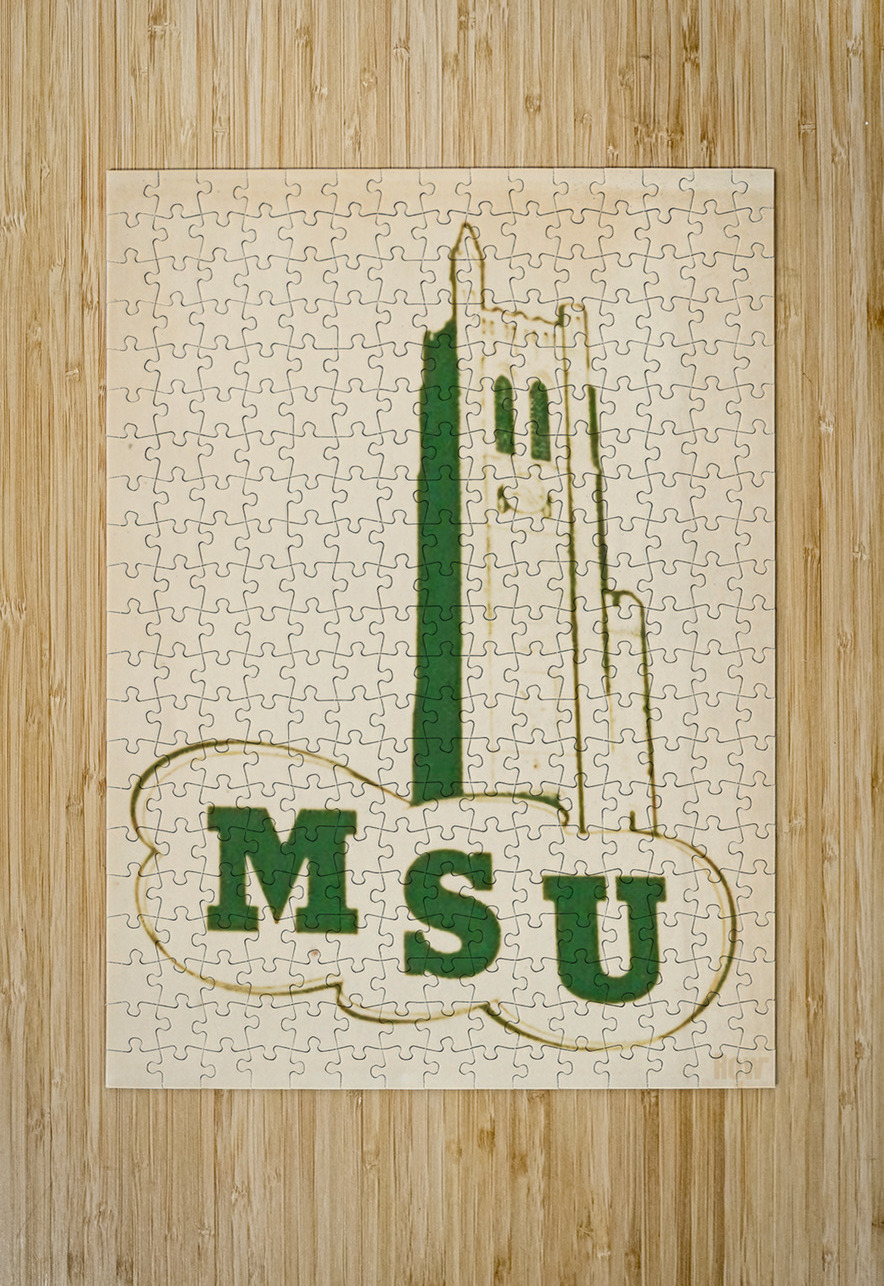 vintage michigan state msu campus art  Row One Brand Puzzle printing