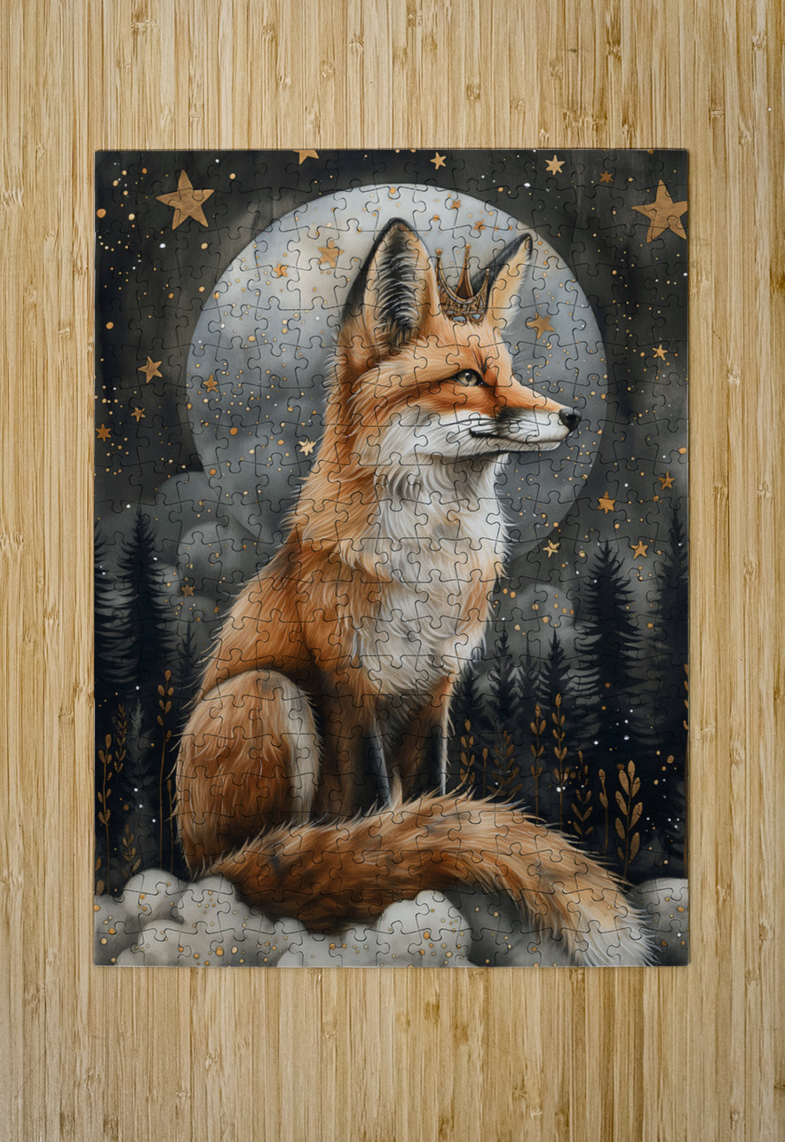 Whimsical Regal Red Fox in Mystic Moonlight Anne Laure GOUPIL Puzzle printing