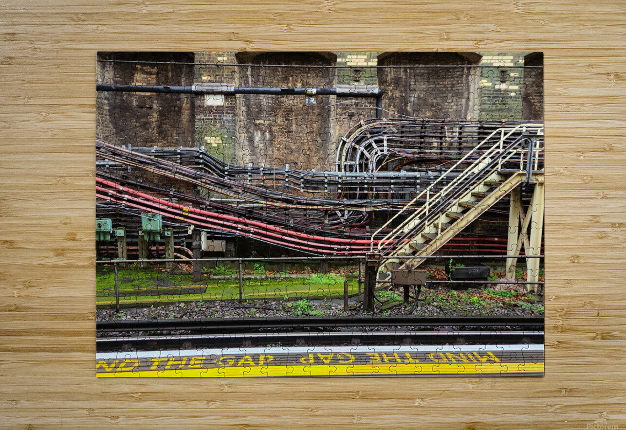 London Tube station with electrical conduits wiring and stairway Creative Endeavors - Steven Oscherwitz Puzzle printing