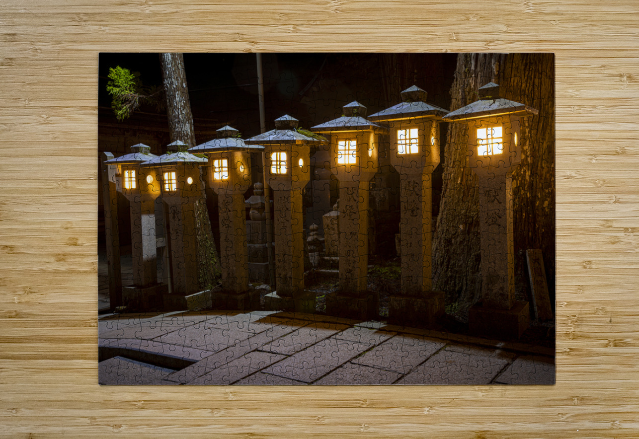 stone lanterns inside the Okunoin  cemetery Gualtiero Boffi Puzzle printing