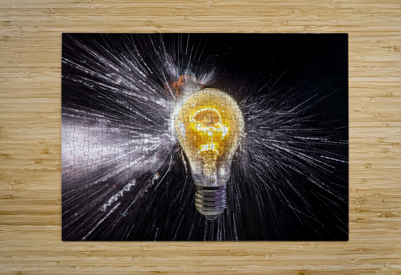 electric bulb breaks with shrapnel scattering quickly Gualtiero Boffi Puzzle printing