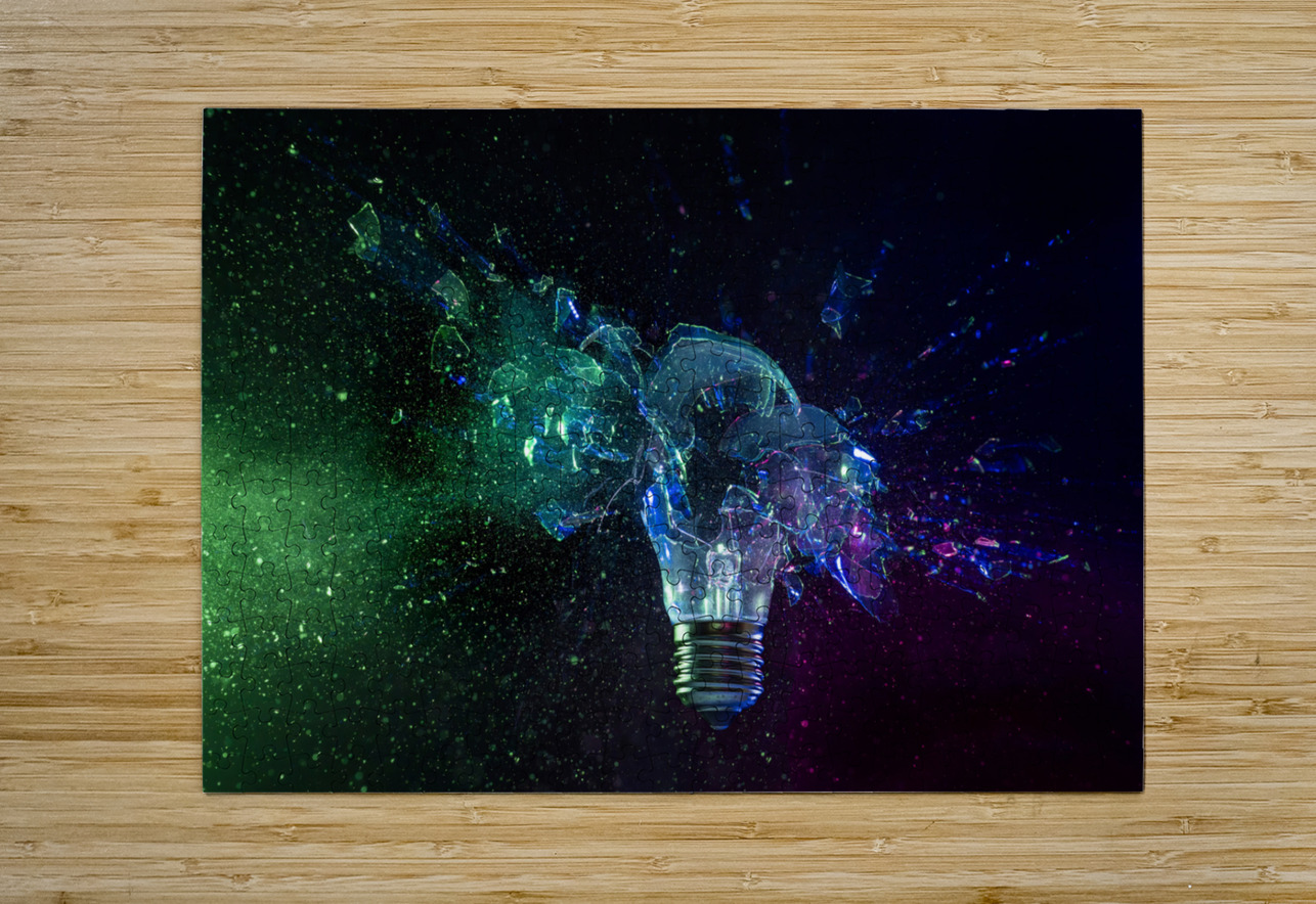 shattering bulb on black background Gualtiero Boffi Puzzle printing