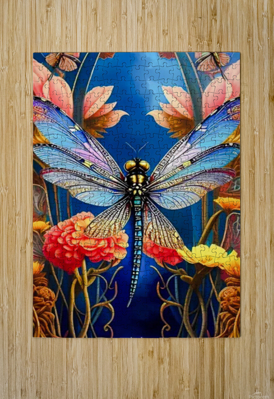 Blue Yellow Dragonfly Greta And Jade Fundraiser Puzzle printing