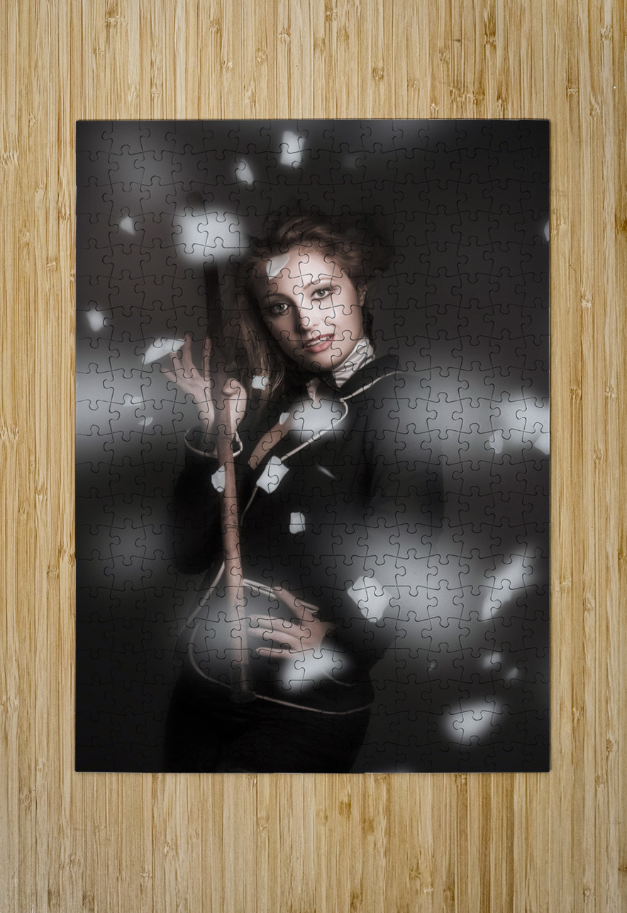 Beautiful vintage girl dancing with flower petals Jorgo Puzzle printing