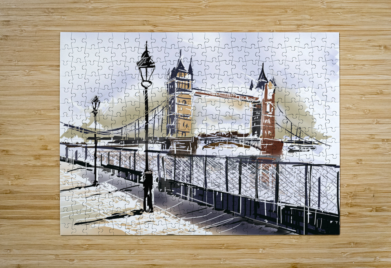 Fine art drawing The Tower Bridge in London UK Jorgo Puzzle printing