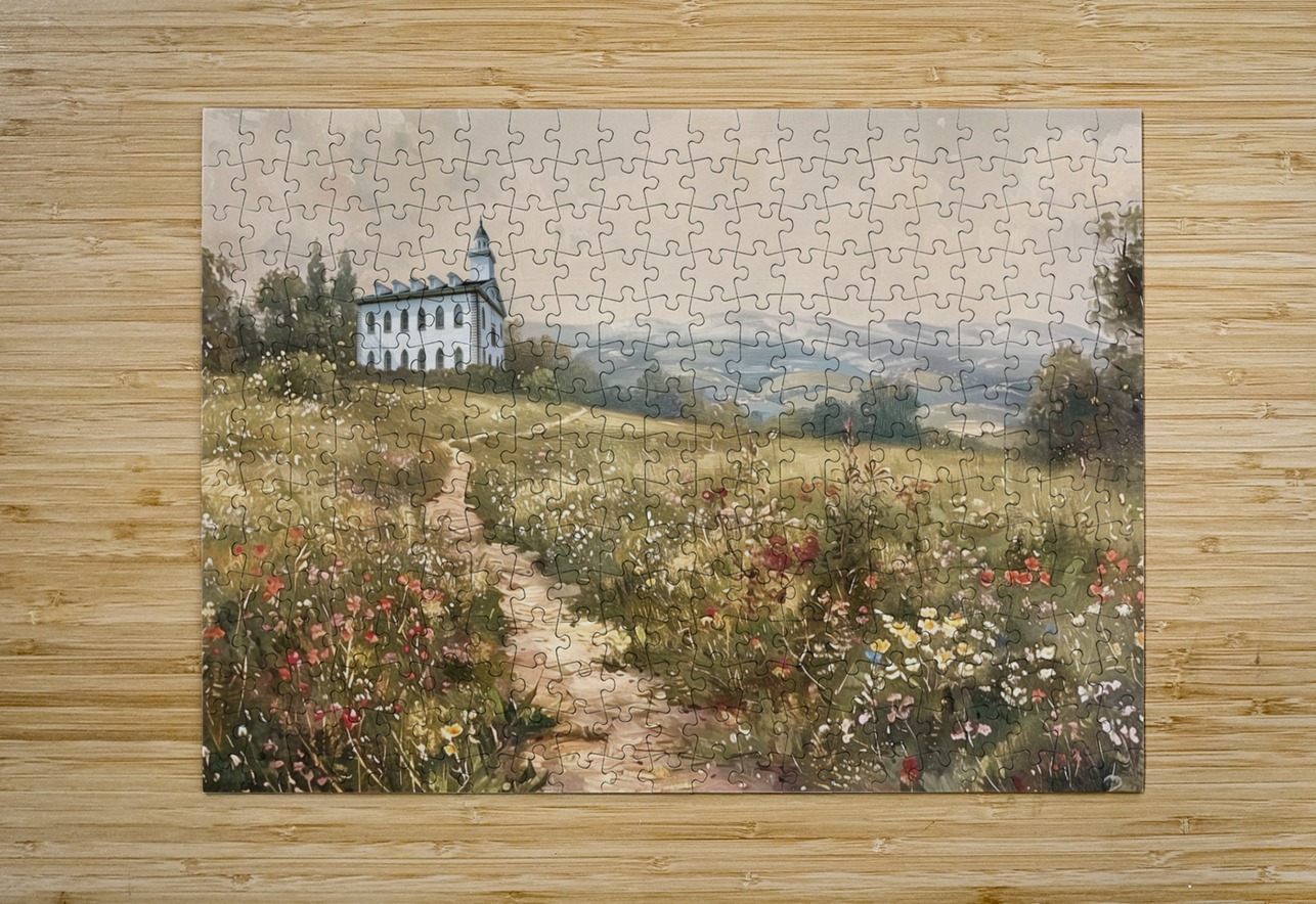 Kirtland Temple in wildflowers Heidi G Smith Puzzle printing
