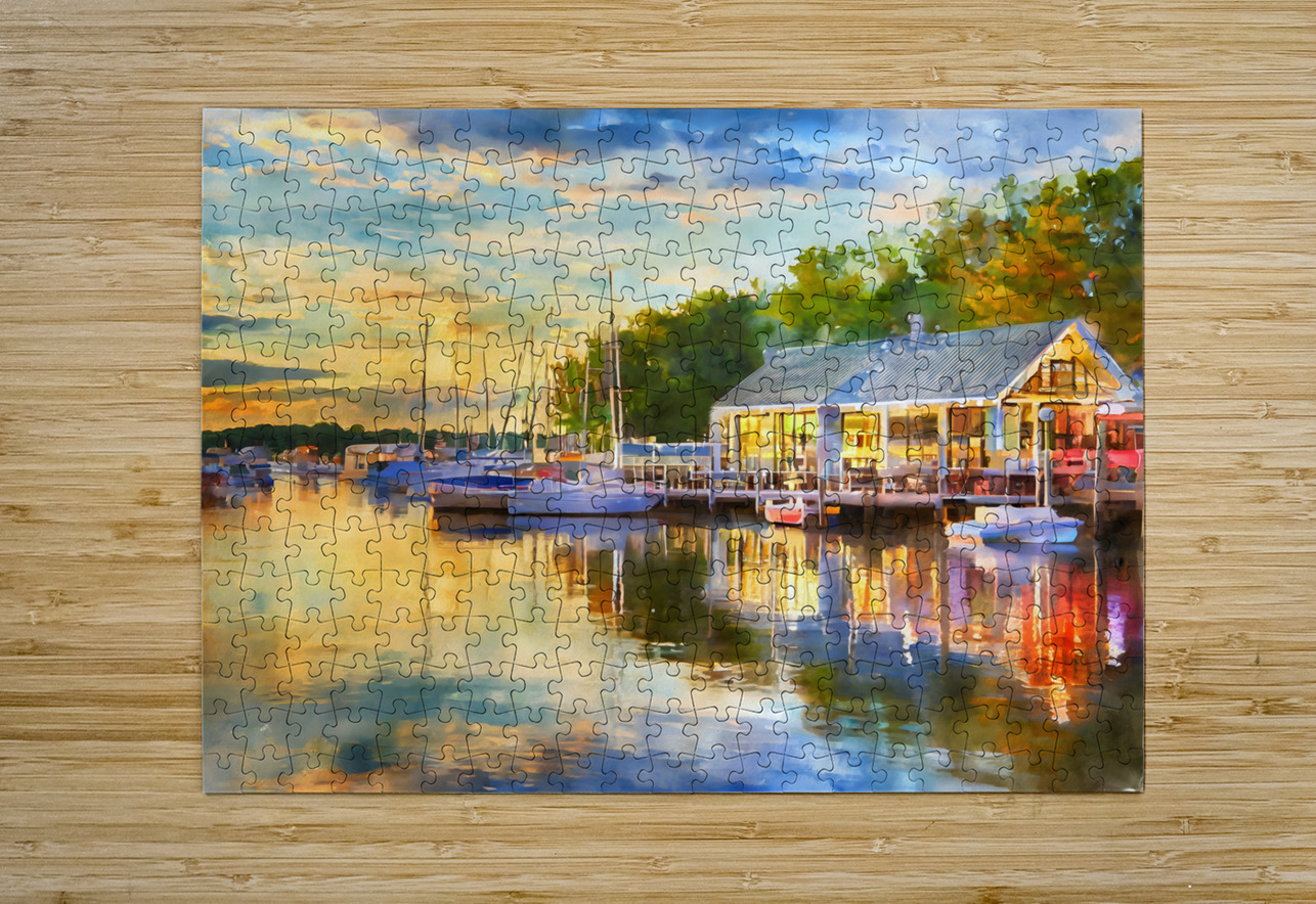 Riverside Dining in Vermilion Pabodie Art Puzzle printing