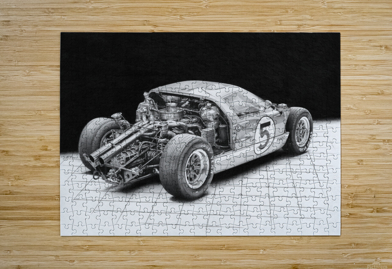 Automotive Print: 1966 Le Mans Ford GT40 Photo Like Drawing R7ART Puzzle printing