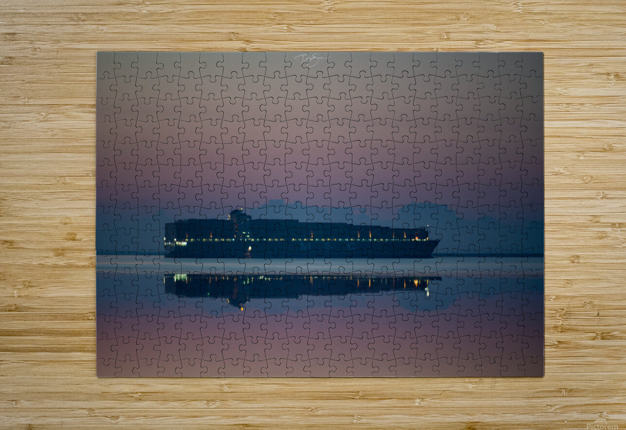Spectacular Sunset Reflection: Cargo Boat in Victoria BC Dre Erwin Photography Puzzle printing